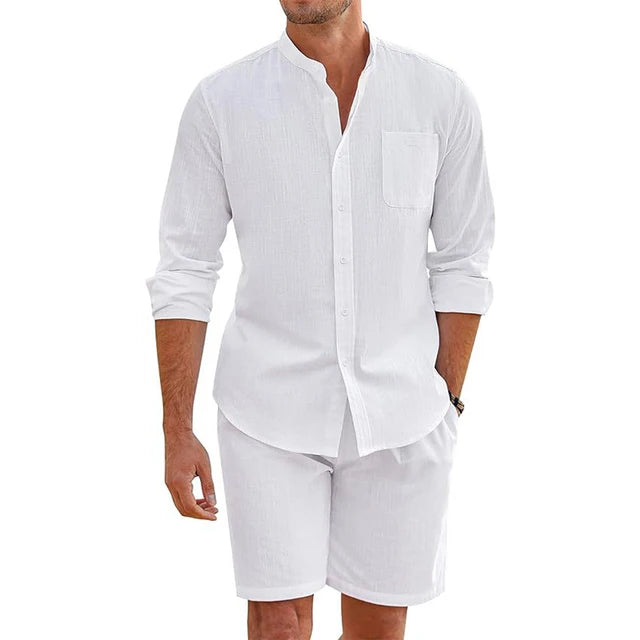Lemuel - Elegante e comodo completo con camicia a maniche lunghe e pantaloncini