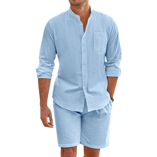 Lemuel - Elegante e comodo completo con camicia a maniche lunghe e pantaloncini