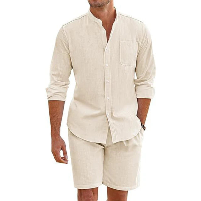 Lemuel - Elegante e comodo completo con camicia a maniche lunghe e pantaloncini