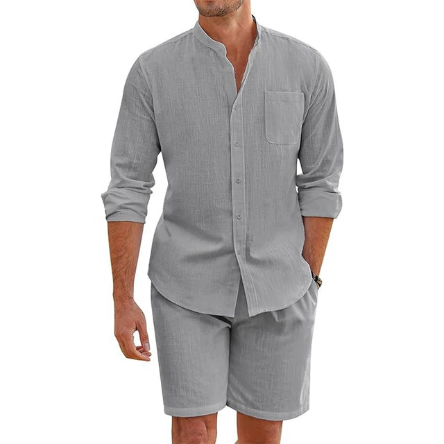 Lemuel - Elegante e comodo completo con camicia a maniche lunghe e pantaloncini