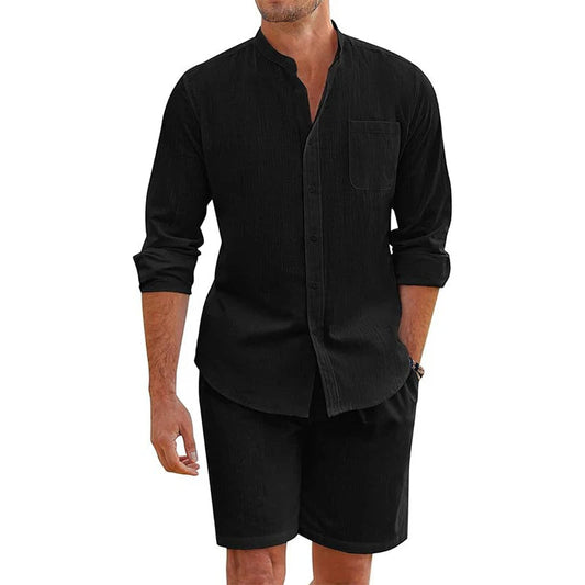 Lemuel - Elegante e comodo completo con camicia a maniche lunghe e pantaloncini