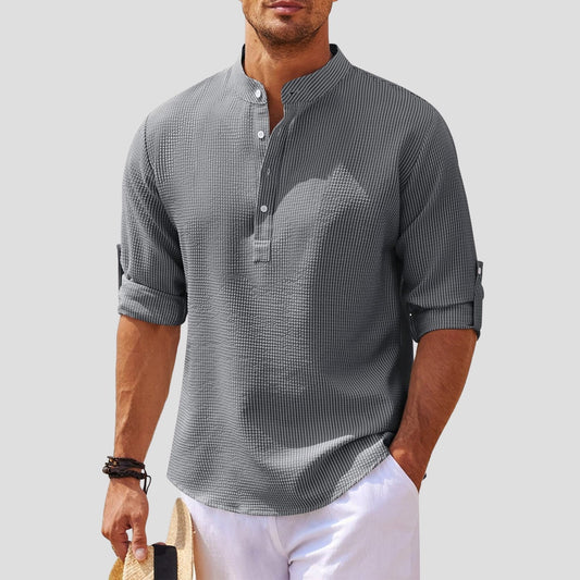 Jomar - Camicia Elegante a Maniche Lunghe con Colletto alla Coreana e Bottoni