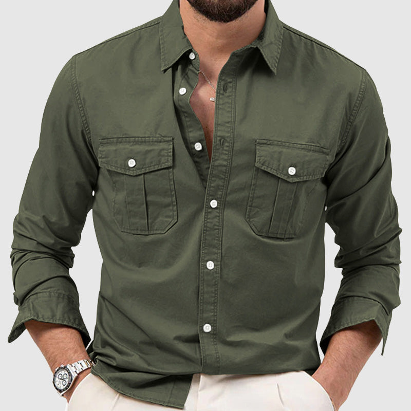 Kyler - Elegante Camicia Abbottonata a Maniche Lunghe con Due Tasche sul Petto