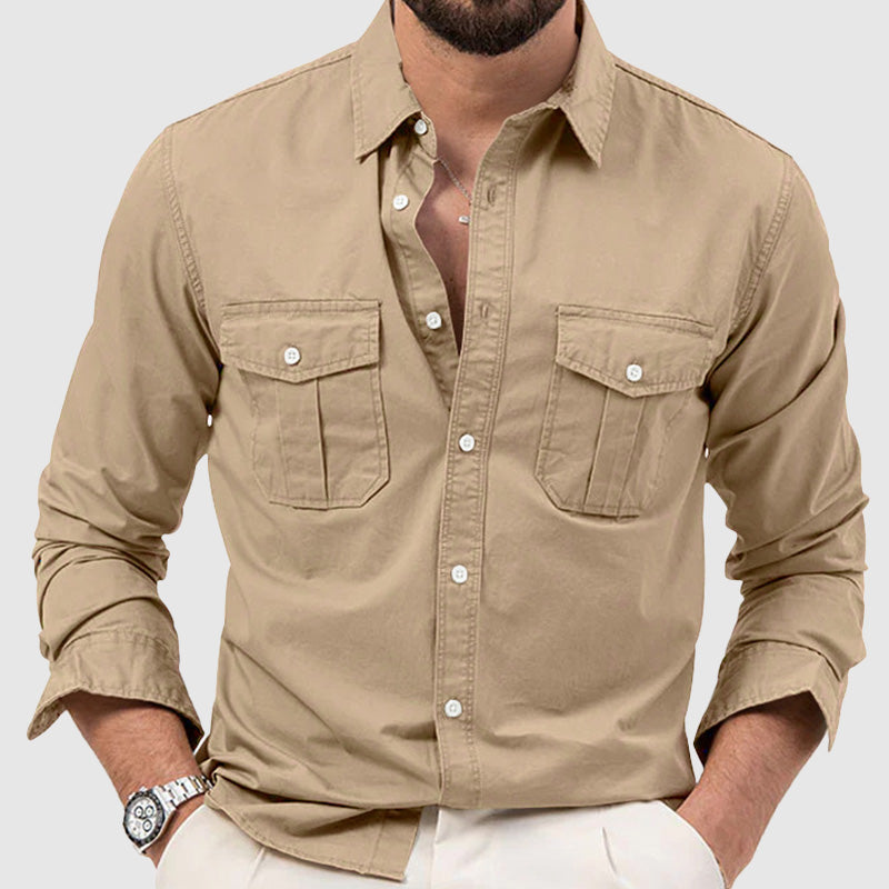 Kyler - Elegante Camicia Abbottonata a Maniche Lunghe con Due Tasche sul Petto