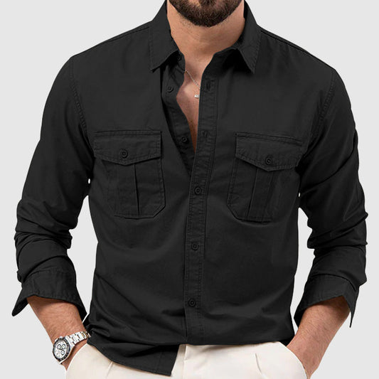 Kyler - Elegante Camicia Abbottonata a Maniche Lunghe con Due Tasche sul Petto
