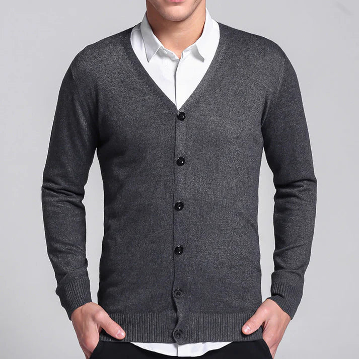 Gareth - Cardigan Classico con Colletto a V e Bottoni