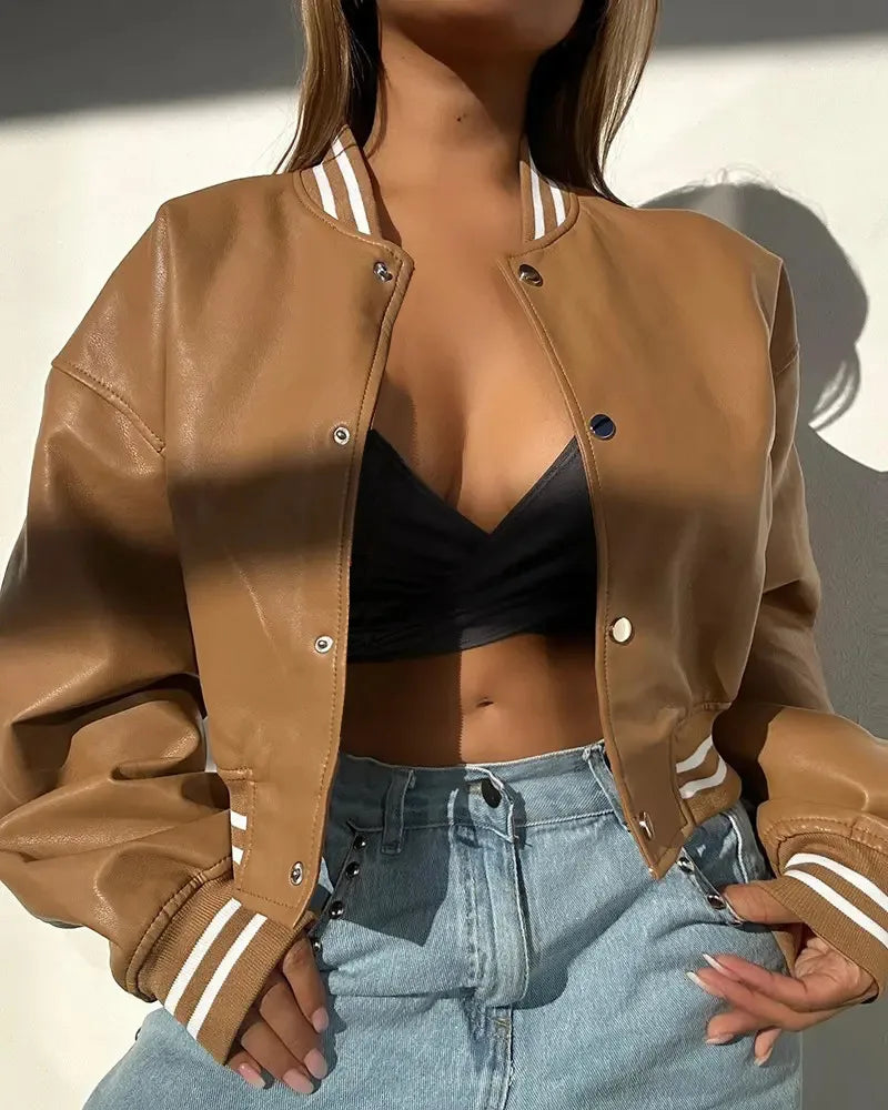 Ilyanna - Giacca corta in pelle elegante e casual