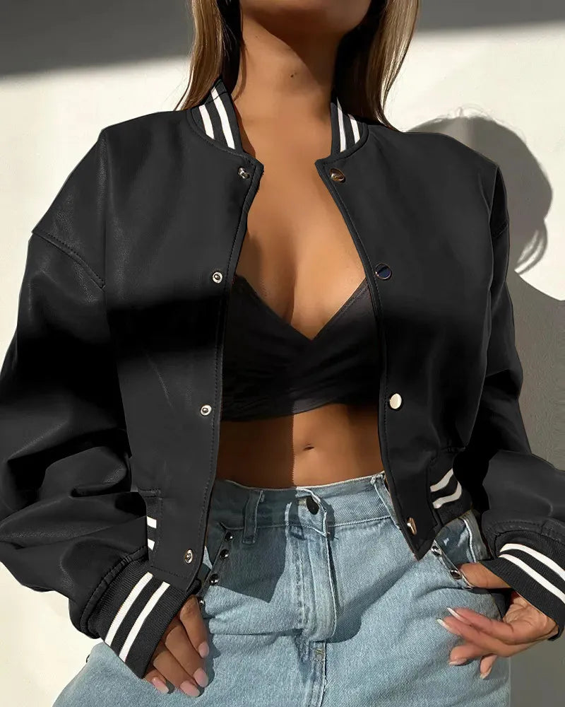 Ilyanna - Giacca corta in pelle elegante e casual