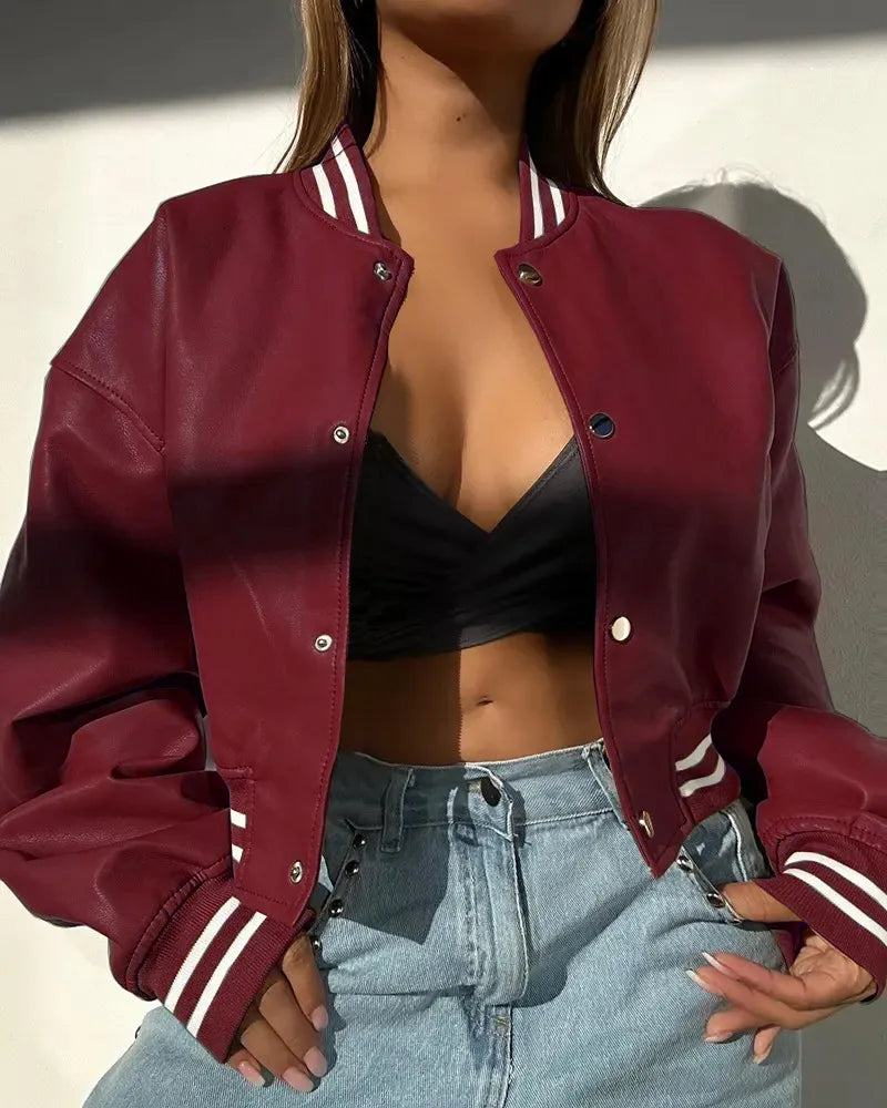 Ilyanna - Giacca corta in pelle elegante e casual