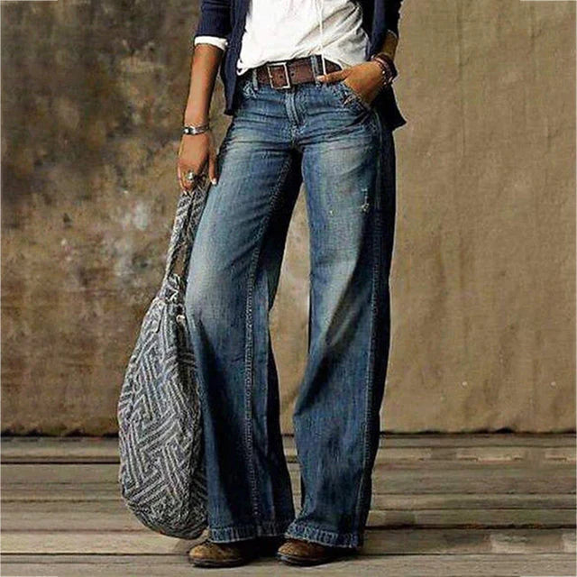 Lucinda - Jeans svasati in denim vintage da donna