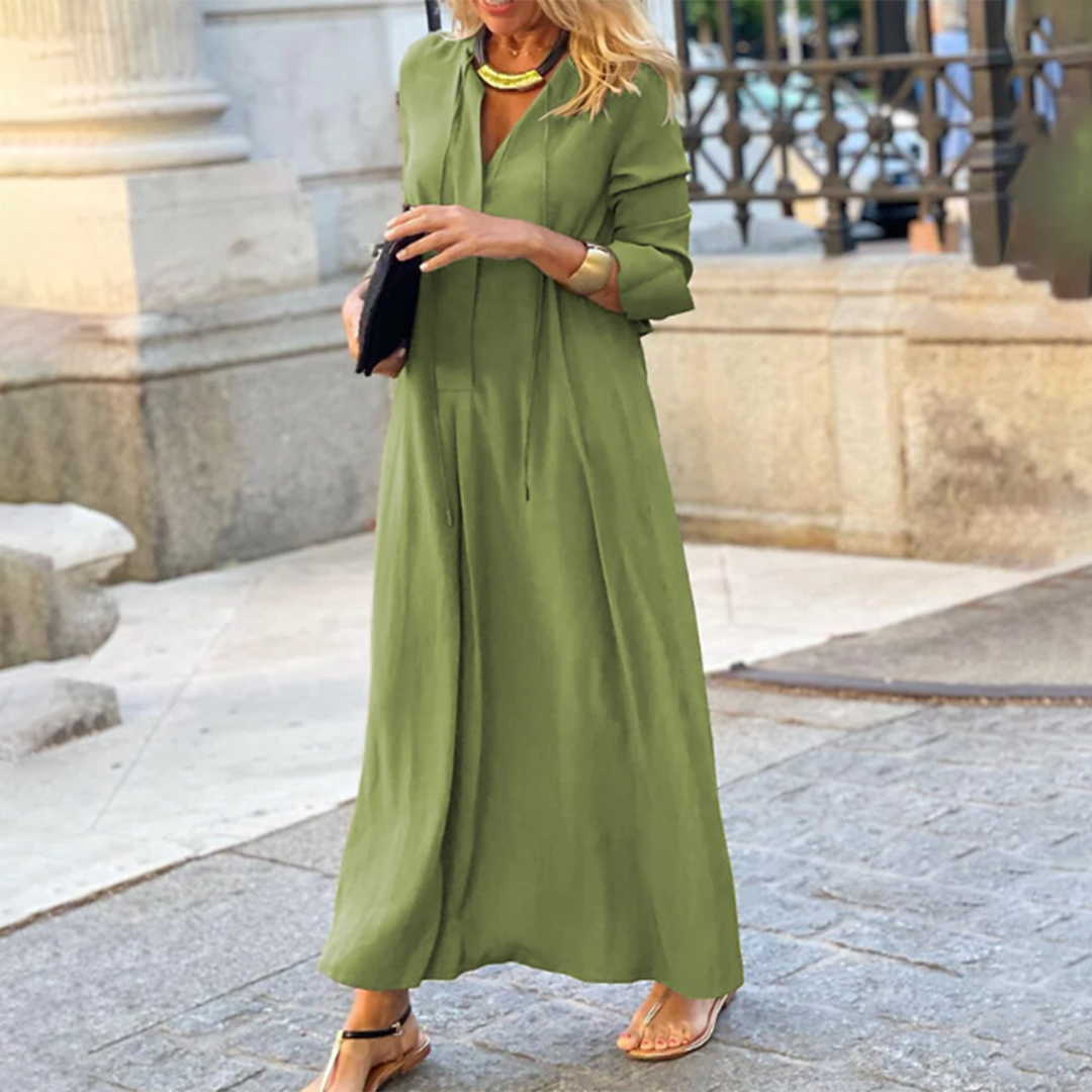 Alena - Elegante abito maxi a maniche lunghe