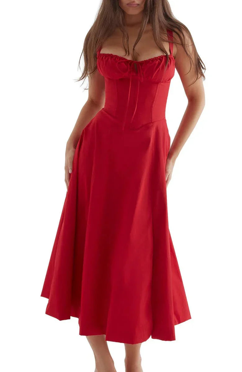 Janna - Abito bustier floreale con modellatura in vita