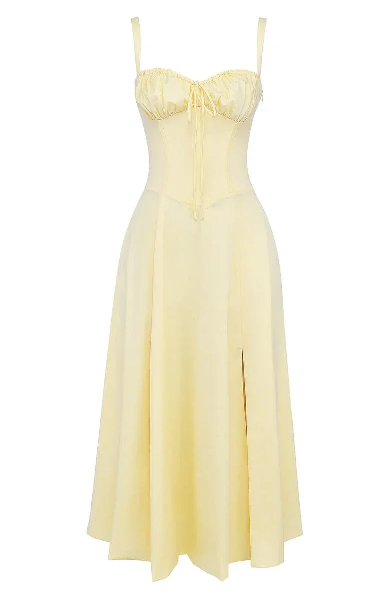 Janna - Abito bustier floreale con modellatura in vita