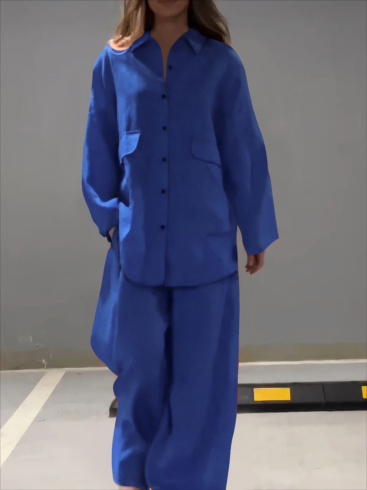 Wynette - Completo con Polo a Maniche Lunghe con Tasche e Pantaloni con Bottoni