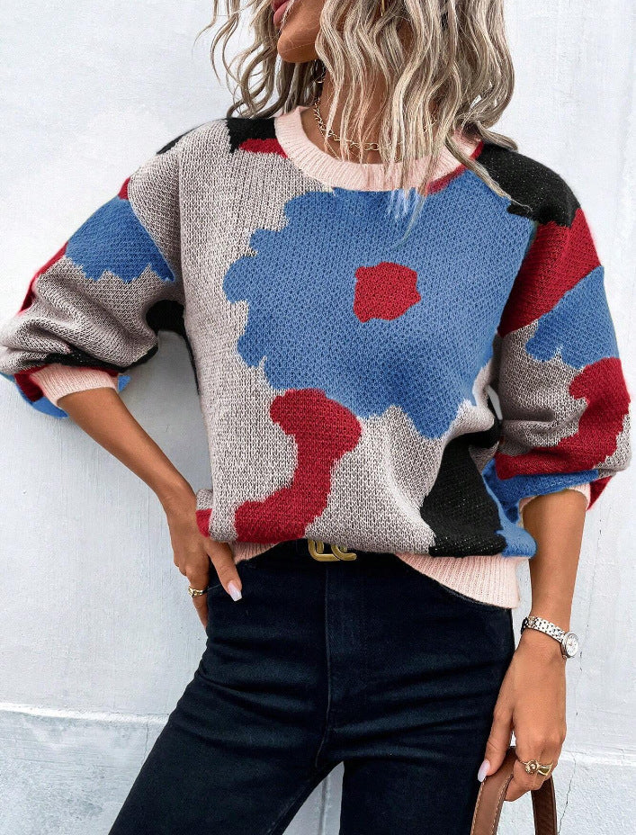 Liselotte - Maglione comodo oversize con stampa floreale