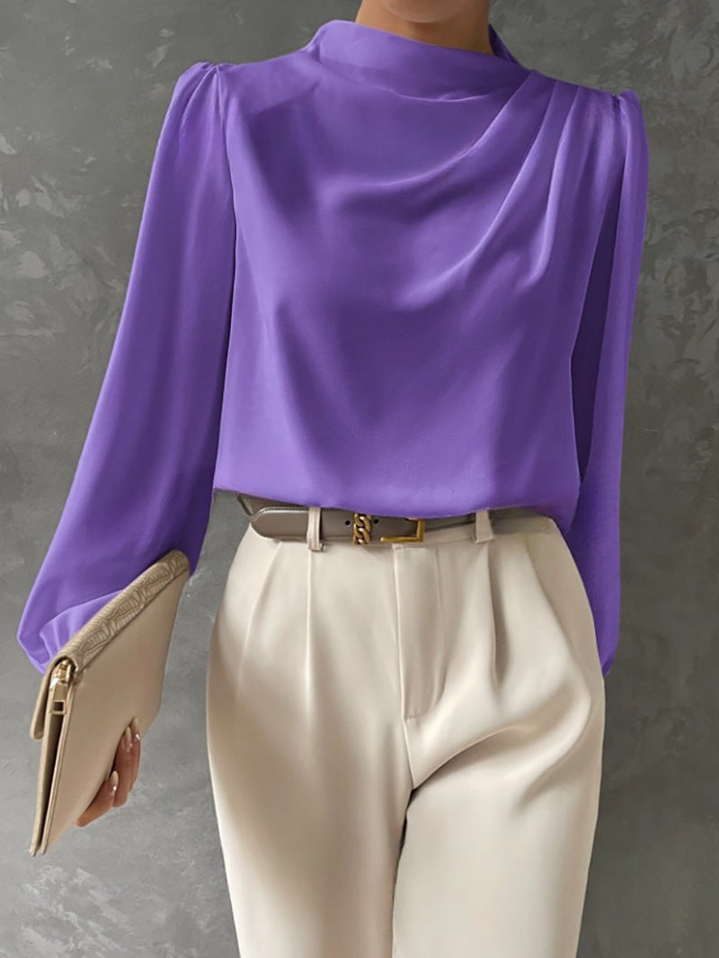 Emmeline – Elegante camicetta a collo alto con maniche lunghe