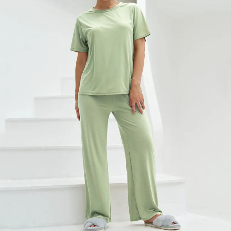 Beatriz - Completo casual con top a maniche corte e pantaloni a gamba larga