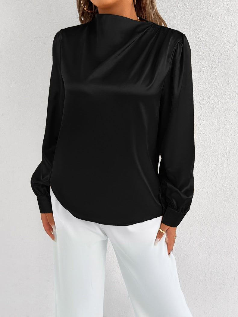 Elvira – Camicetta elegante a maniche lunghe con collo alto