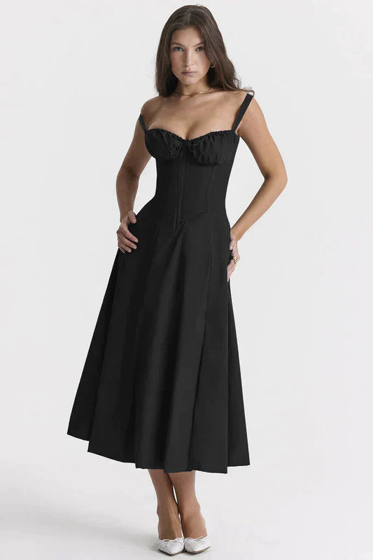 Janna - Abito bustier floreale con modellatura in vita
