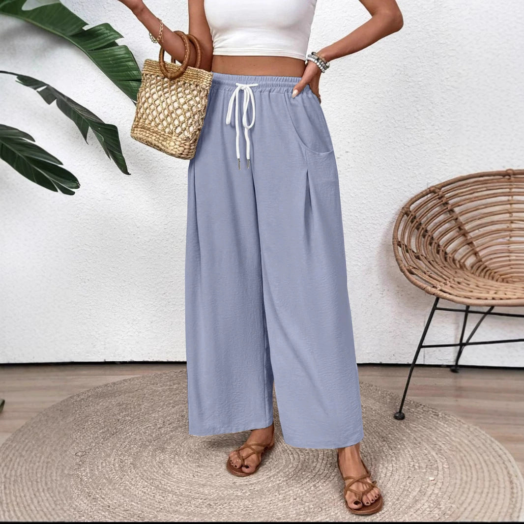 Jiselle - Pantaloni casual a gamba larga con cintura regolabile