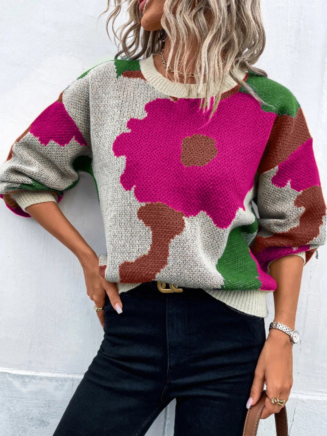 Liselotte - Maglione comodo oversize con stampa floreale