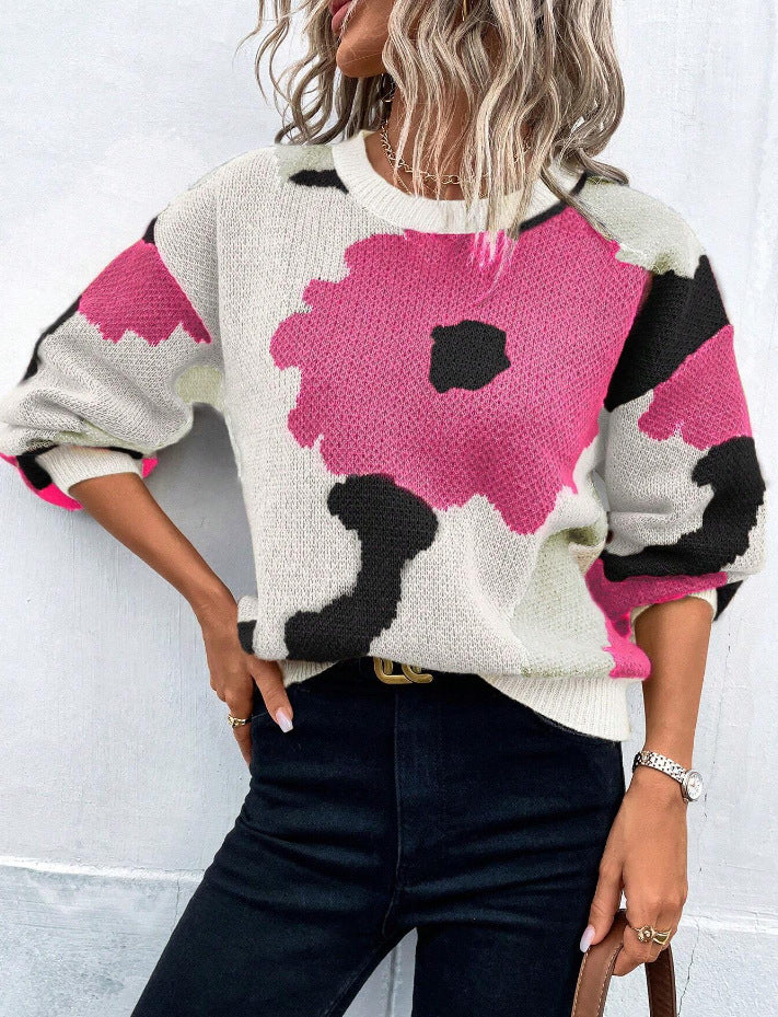 Liselotte - Maglione comodo oversize con stampa floreale