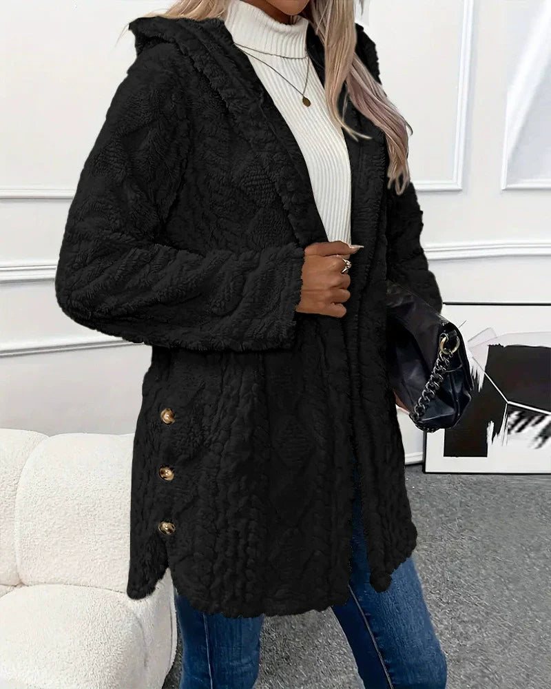 Jackie - Elegante giacca morbida e calda con cappuccio