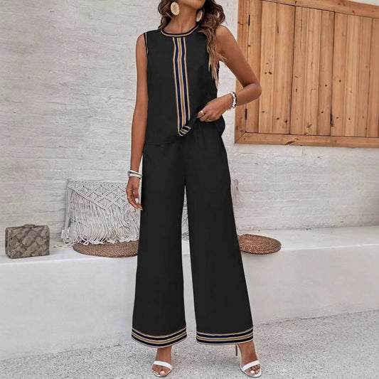 Gladys - Top senza maniche casual e pantaloni a gamba larga