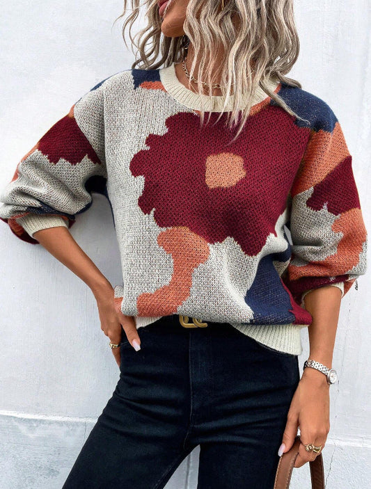 Liselotte - Maglione comodo oversize con stampa floreale