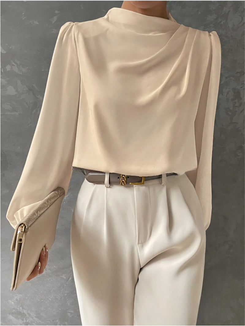 Emmeline – Elegante camicetta a collo alto con maniche lunghe