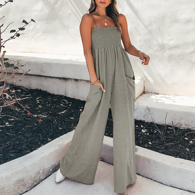 Mia - Tuta casual ampia con spalline sottili e gamba larga