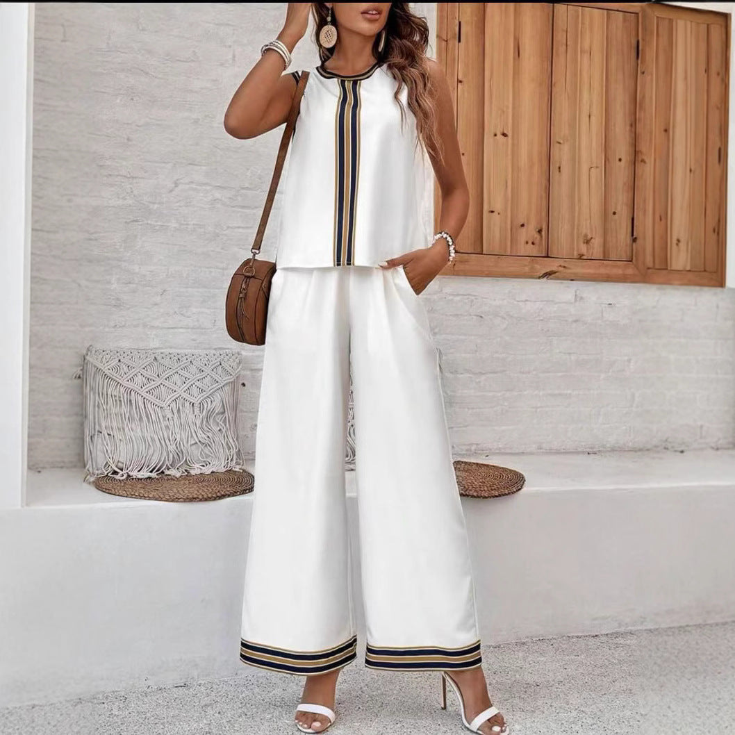 Gladys - Top senza maniche casual e pantaloni a gamba larga