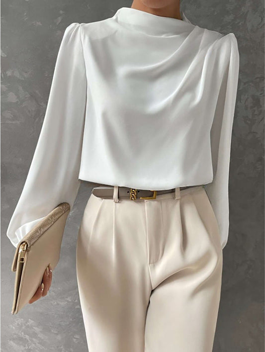 Emmeline – Elegante camicetta a collo alto con maniche lunghe