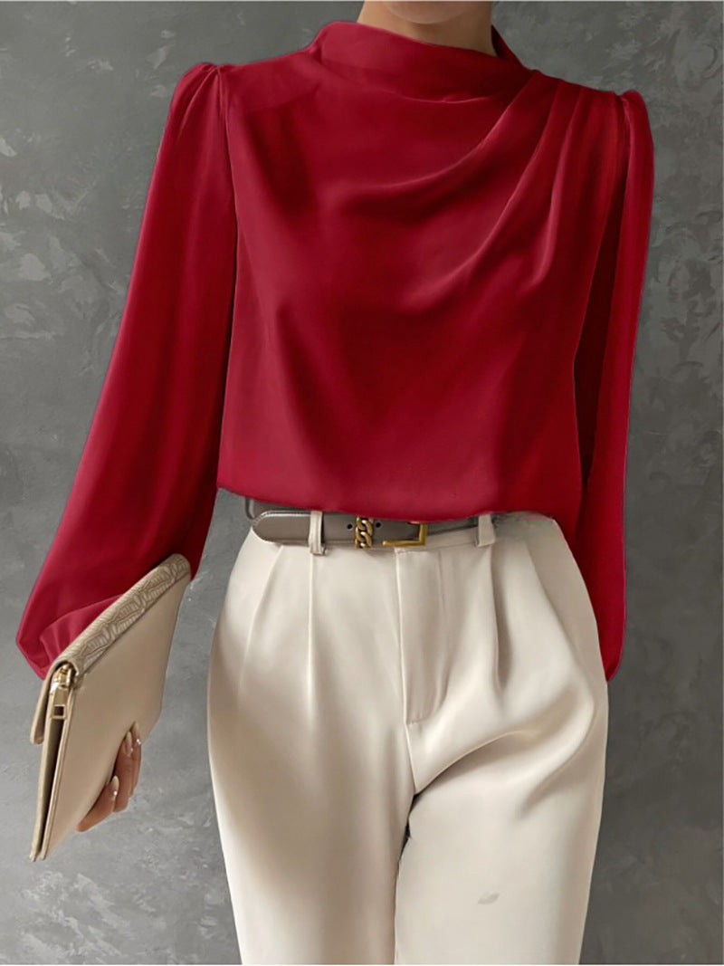 Emmeline – Elegante camicetta a collo alto con maniche lunghe
