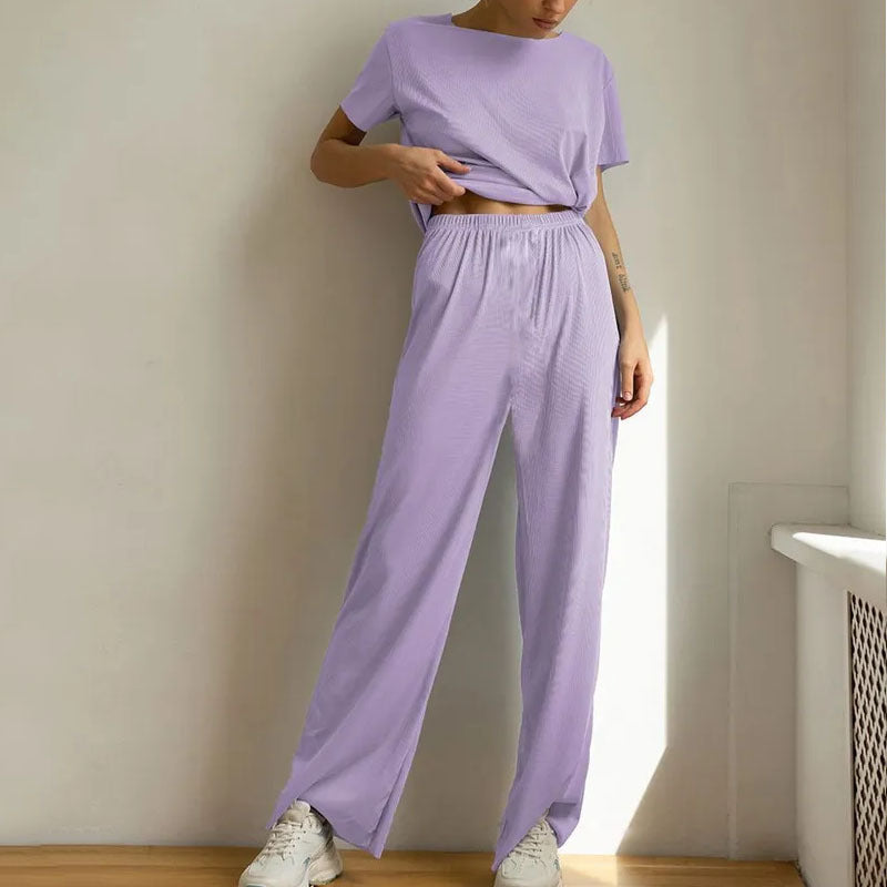 Beatriz - Completo casual con top a maniche corte e pantaloni a gamba larga