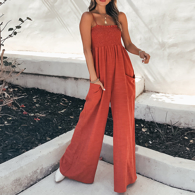 Mia - Tuta casual ampia con spalline sottili e gamba larga