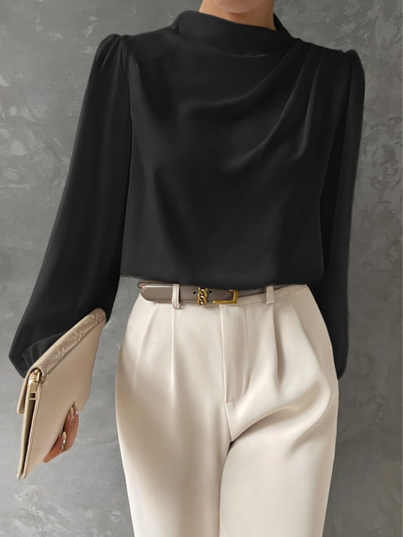 Emmeline – Elegante camicetta a collo alto con maniche lunghe