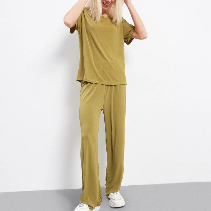Beatriz - Completo casual con top a maniche corte e pantaloni a gamba larga