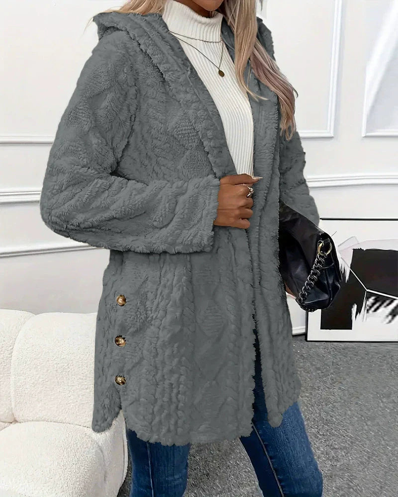 Jackie - Elegante giacca morbida e calda con cappuccio