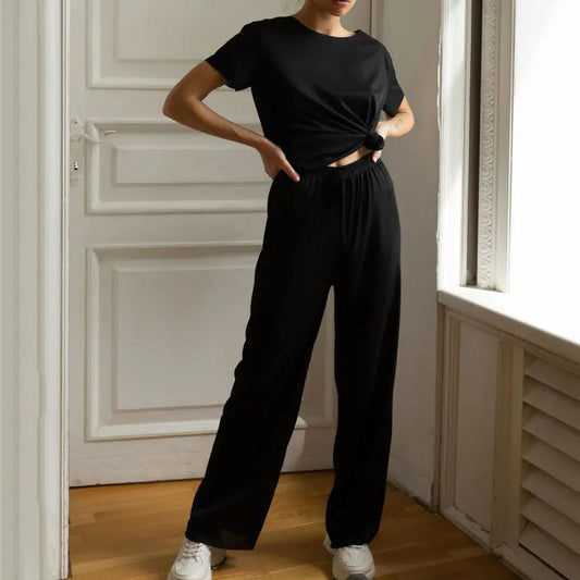 Beatriz - Completo casual con top a maniche corte e pantaloni a gamba larga