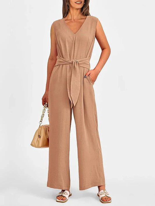 Ashlene - Elegante tuta a gamba larga con cintura regolabile