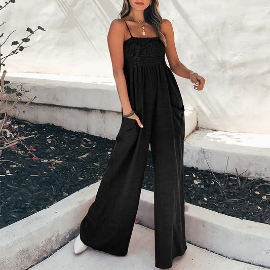 Mia - Tuta casual ampia con spalline sottili e gamba larga