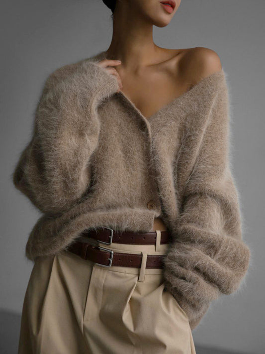 Alyssa - Cardigan elegante e ampio con scollo a V profondo