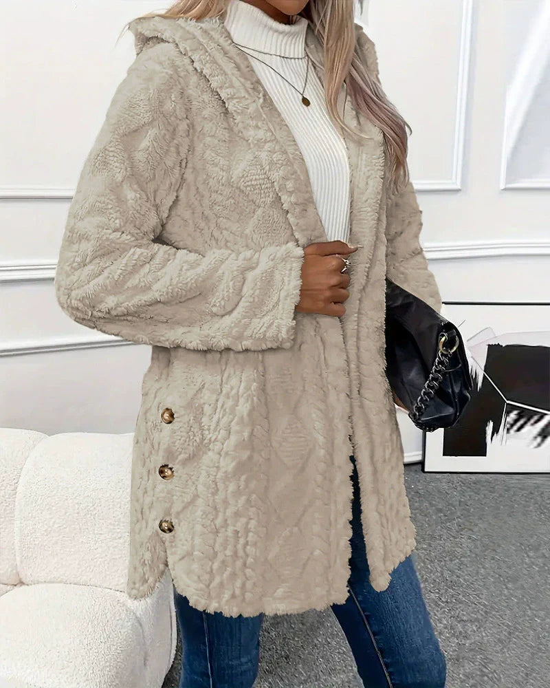 Jackie - Elegante giacca morbida e calda con cappuccio