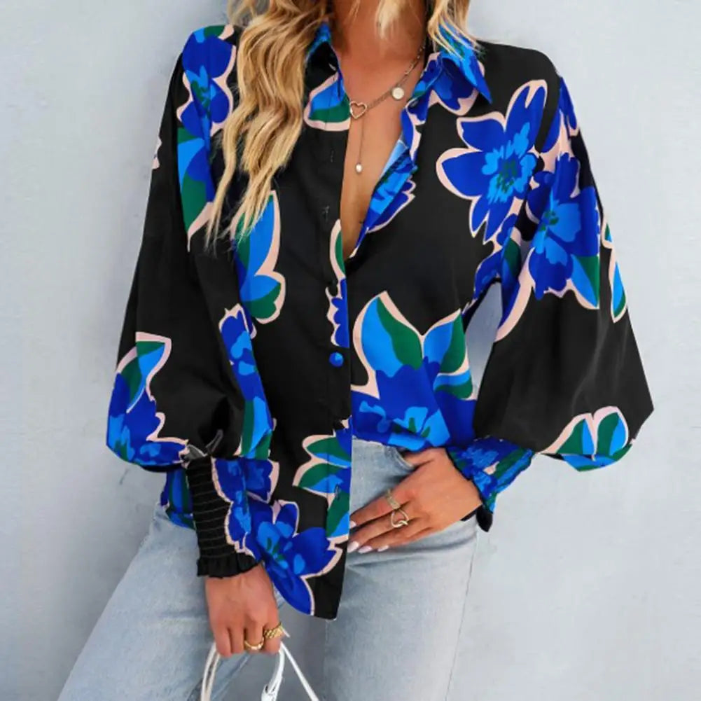 Lauryn - Elegante blusa polo a maniche lunghe con stampa di lanterne