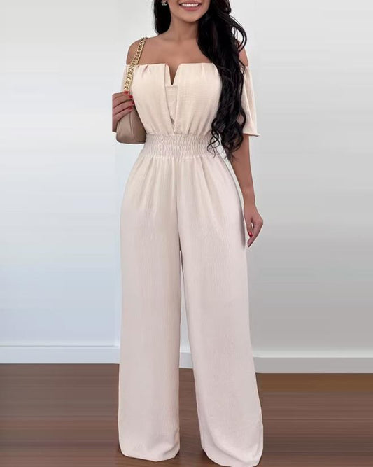 Elle - Elegante tuta a maniche corte con spalle scoperte