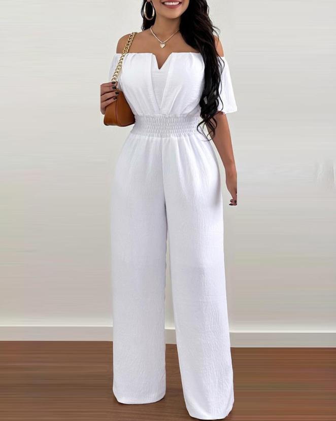 Elle - Elegante tuta a maniche corte con spalle scoperte