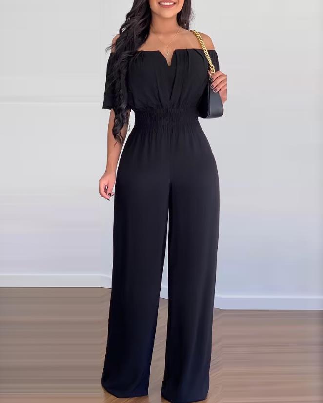 Elle - Elegante tuta a maniche corte con spalle scoperte