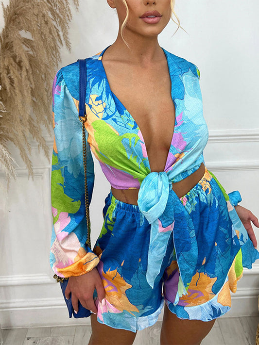 Nancy - Completo estivo con top e pantaloncini decorati con fiocchi colorati