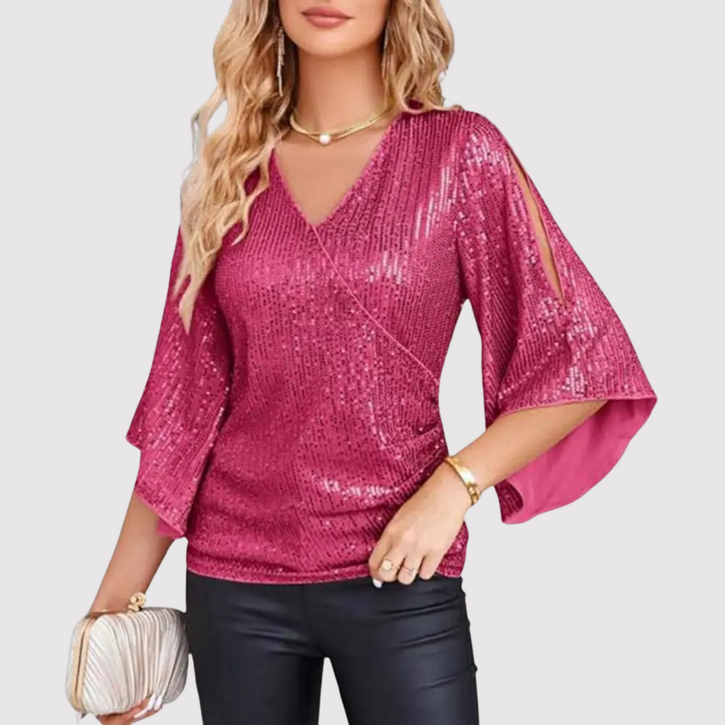 Liliana - Elegante camicetta con paillettes alla moda